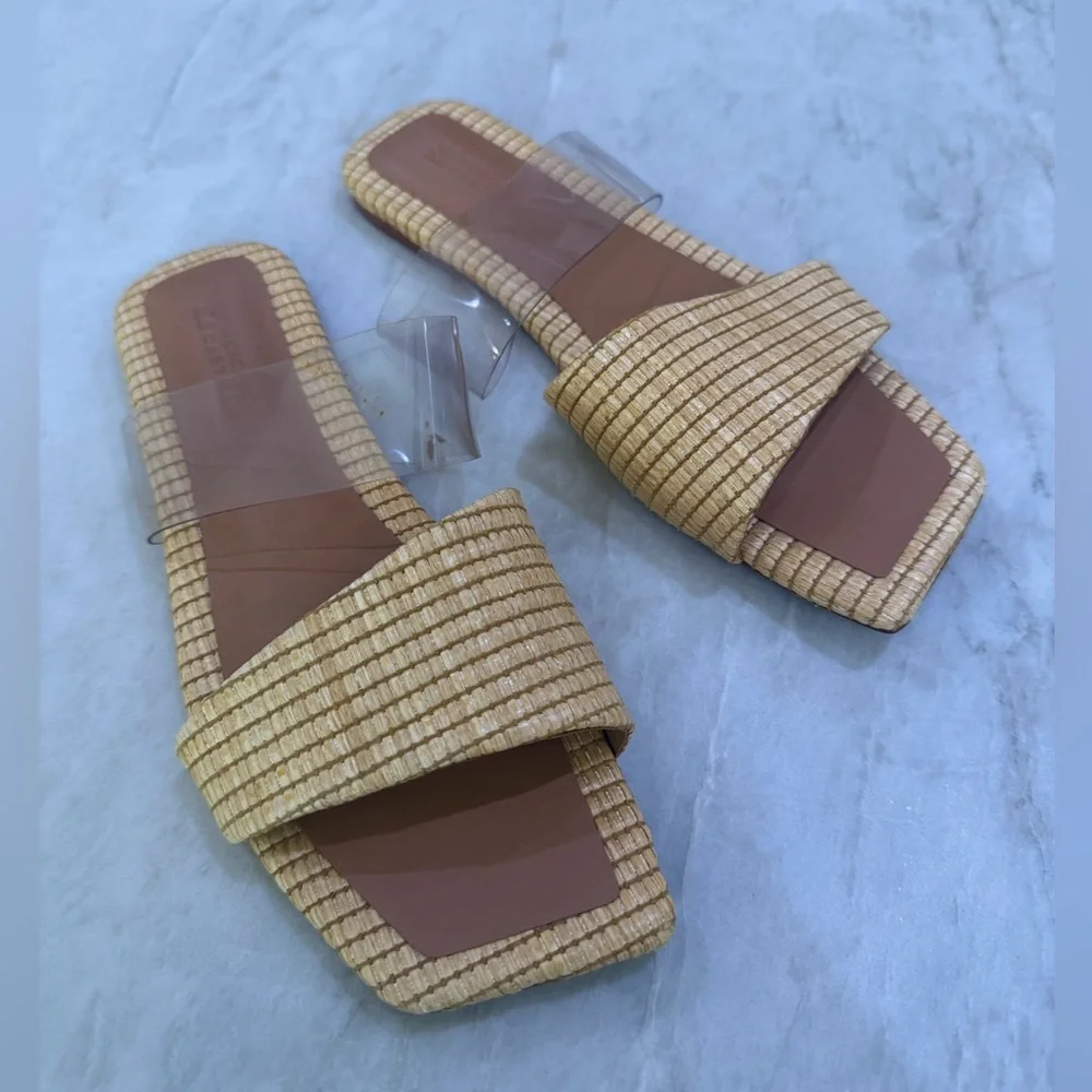 Mercedes Castilllo Raffia Flat Sandal 38.5 - Picture 2 of 6